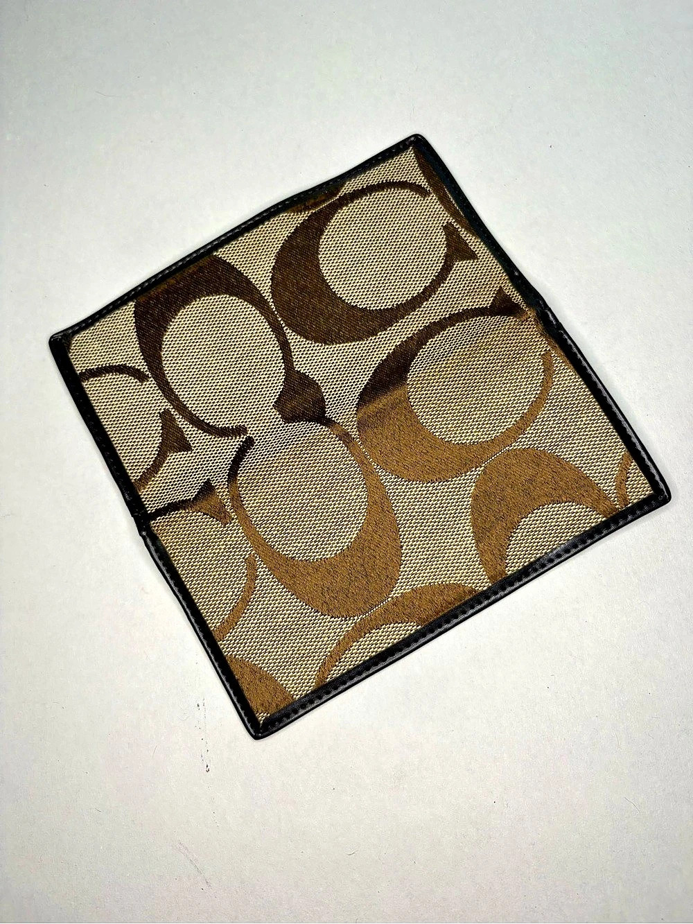 Coach Signature C Jacquard Checkbook Cover Wallet Brown & Black